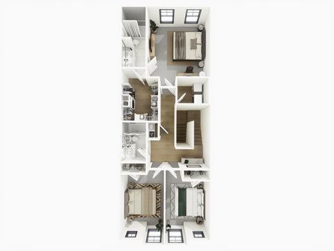 Floor plan for 3 beds, 2.5 baths, 1528 sqft